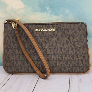 Michael Kors Brown Monogram Wristlet